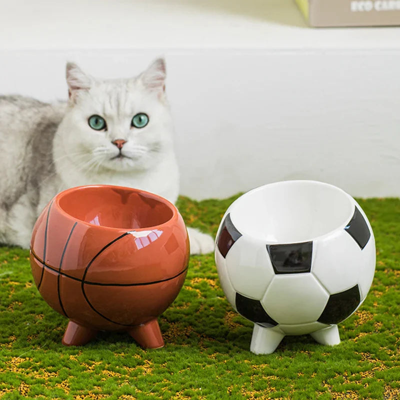 Comedero de cerámica inclinado para gatos antiderrame
