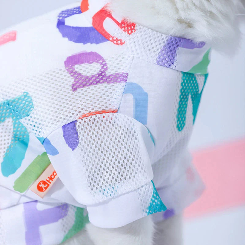 Camiseta de malla para gatos transpirable para verano, control del pelo