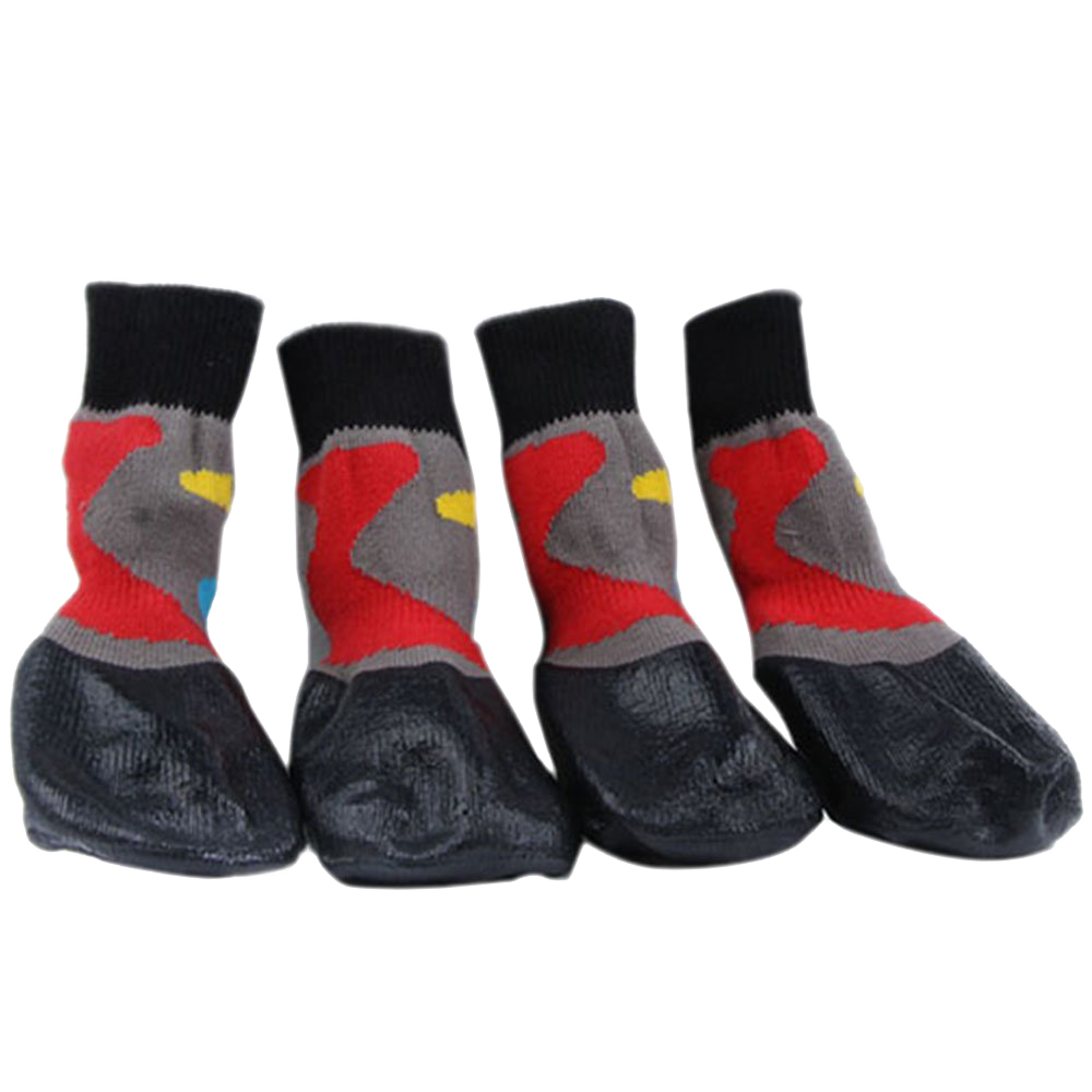 Botas impermeables negras para perros, botines de nieve para mascotas